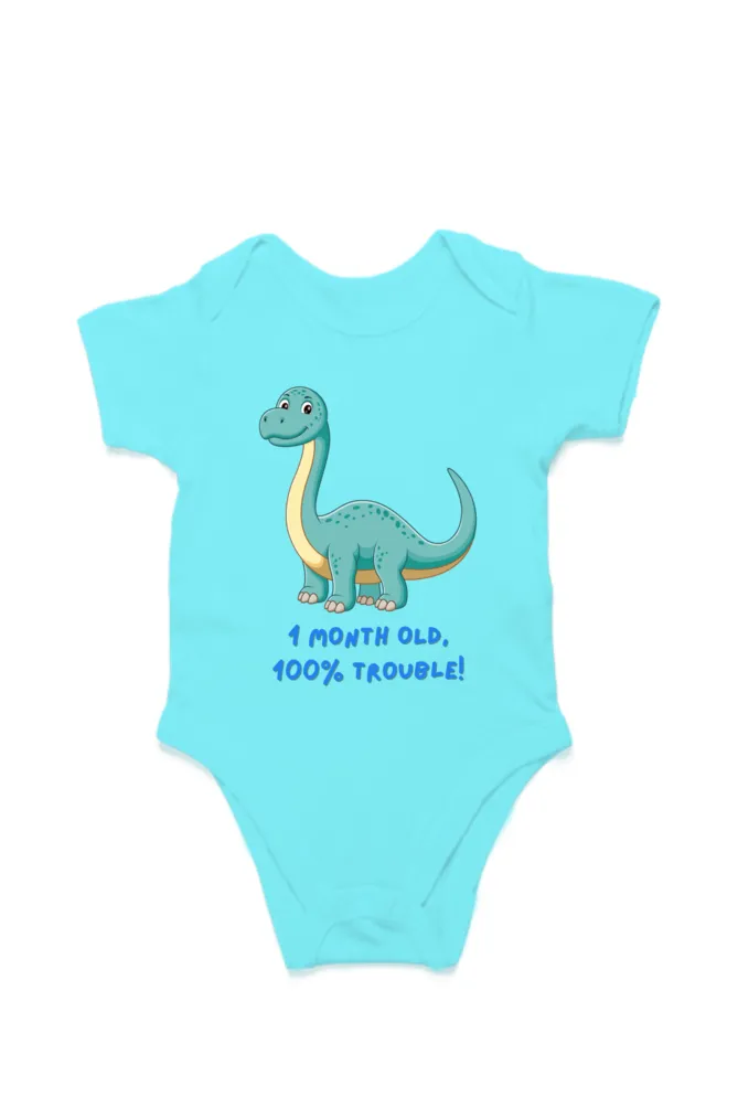 1 Month Dino-Mite Cuteness: Baby Dino Romper for Tiny Adventurers & Monthly Milestone!