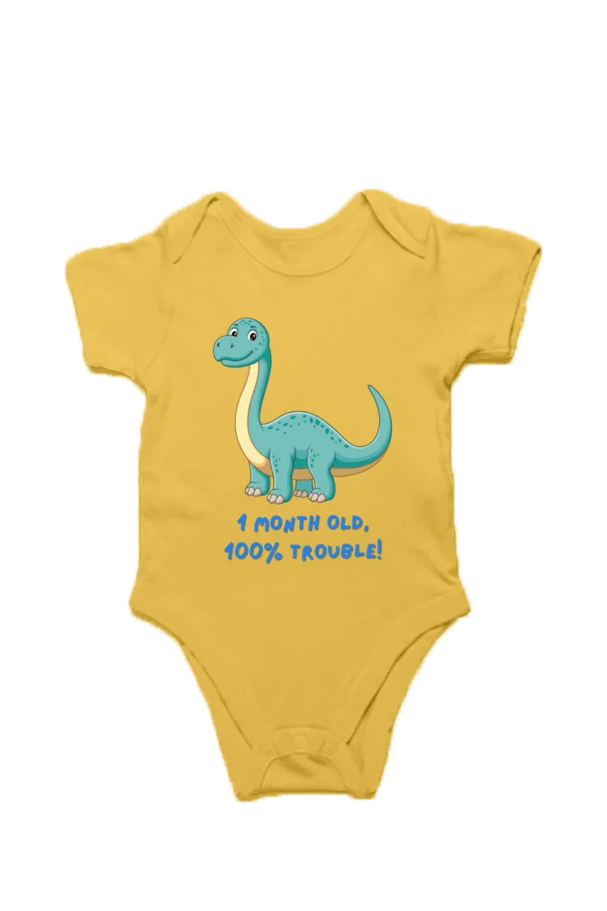 1 Month Dino-Mite Cuteness: Baby Dino Romper for Tiny Adventurers & Monthly Milestone!