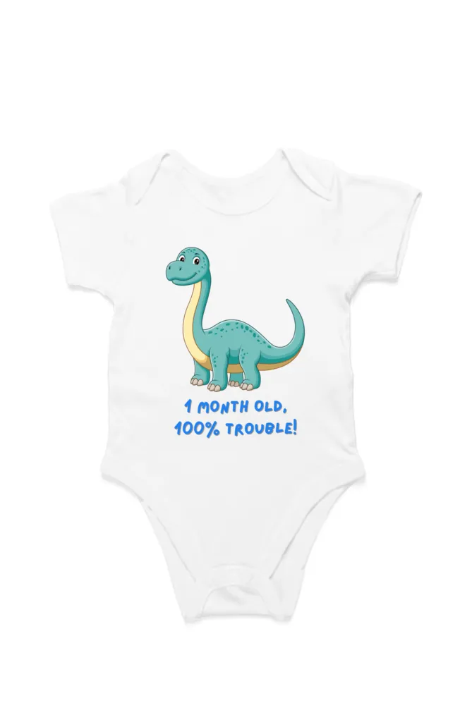 1 Month Dino-Mite Cuteness: Baby Dino Romper for Tiny Adventurers & Monthly Milestone!