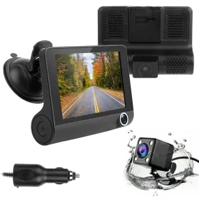 1080P 4" Touch Car DVR Dash Cam 3 Lens Vehicle Recorder Loop Record