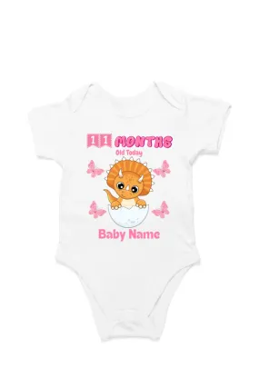 11 Month Celebration : Dino Rompers Printed With Your Baby Girl Name For Their Monthly Milestone