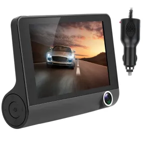 1296P Car DVR Dash Cam 4In 3 Lens Recorder, Seamless Recording