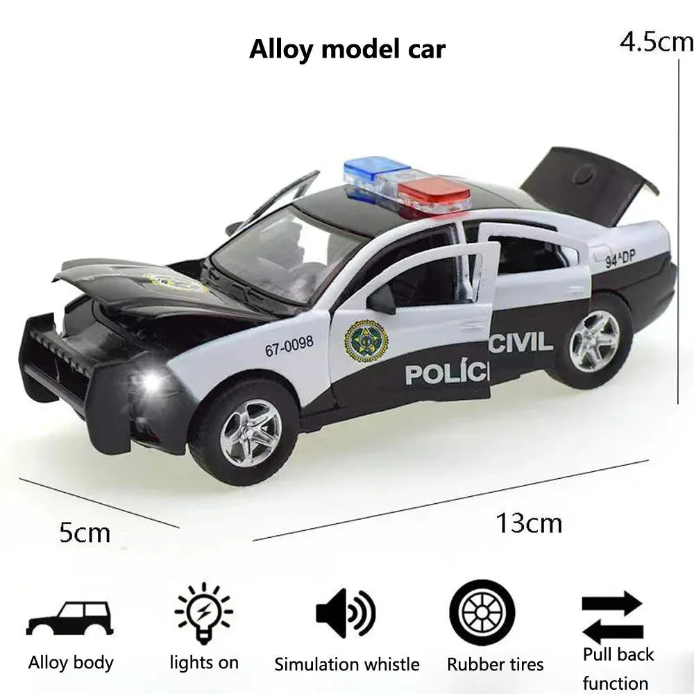 1:32 Scale Diecast Alloy Dodge Charger Police Car with Sound & Lights