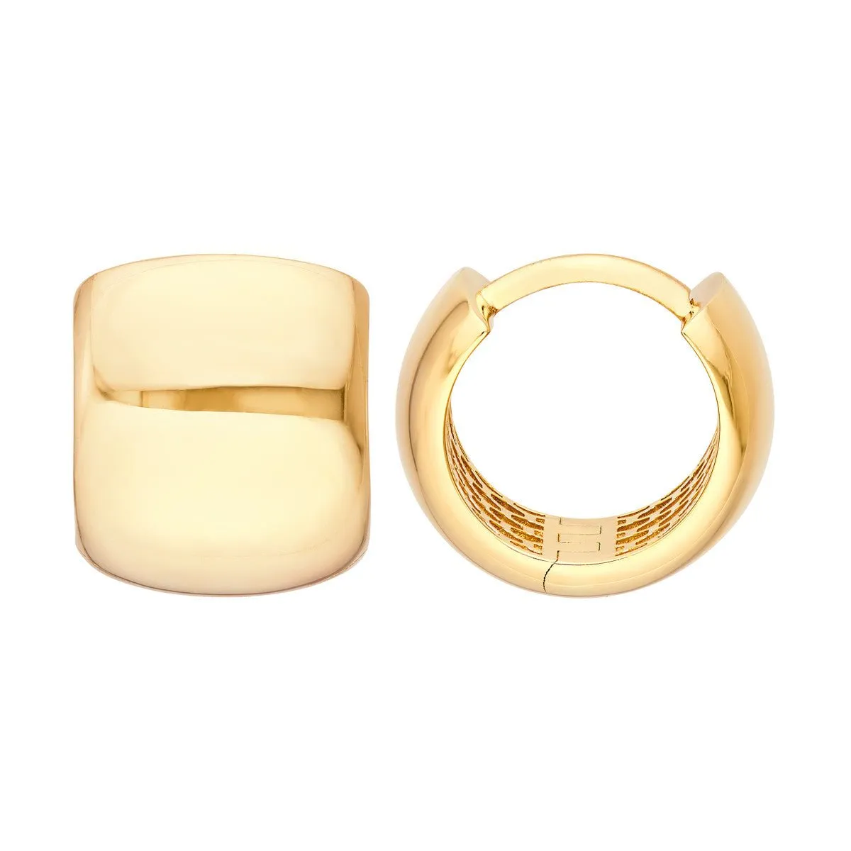 14K Yellow 12.00mm Polished Round Hoop Earrings