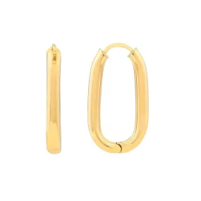 14K Yellow Gold 25.10mm Oval Round Hoop Hinged Earrings