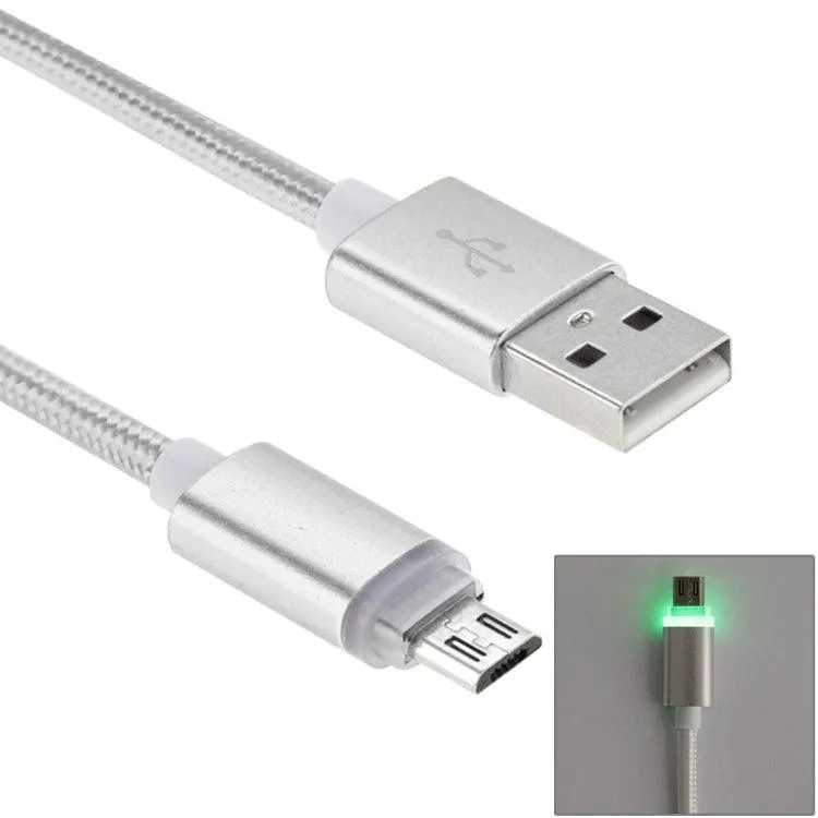 1m LED Micro USB to USB 2.0 Data Sync Cable with Woven Design