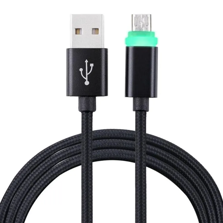 1m LED Micro USB to USB 2.0 Data Sync Cable with Woven Design