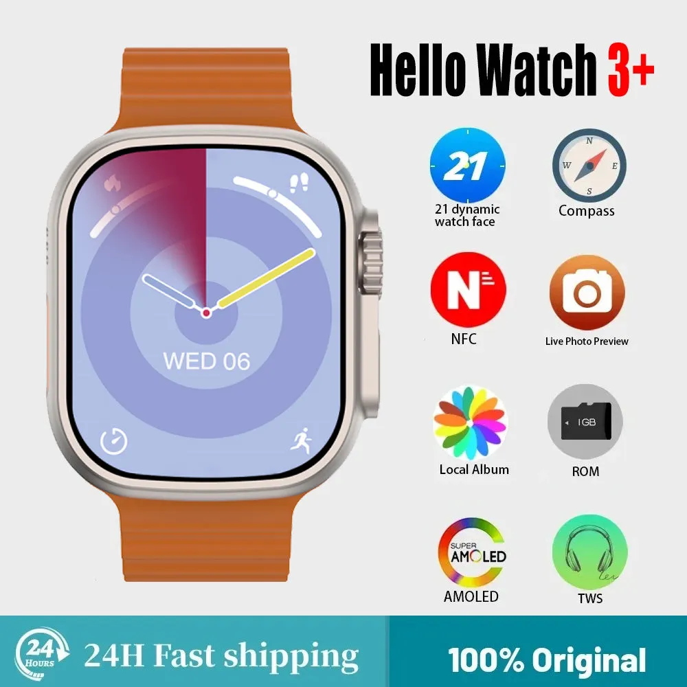 2024 NEW Hello Watch 3 PLUS GEN2 (H15 Ultra ) Smart Watch, Support Local Music TWS Connection, ChatGPT, AMOLED AOD