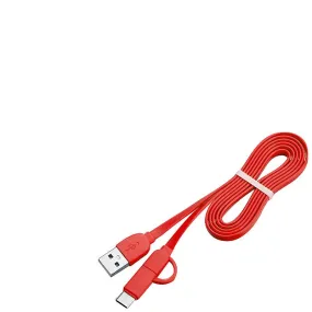 2Pcs red USB Sync/Charging Cable MFi USB Micro & Type-C AZ1544