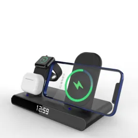 3-in-1 Folding Wireless Charger with Magnetic Clock and Fast Charging Stand - SY-011