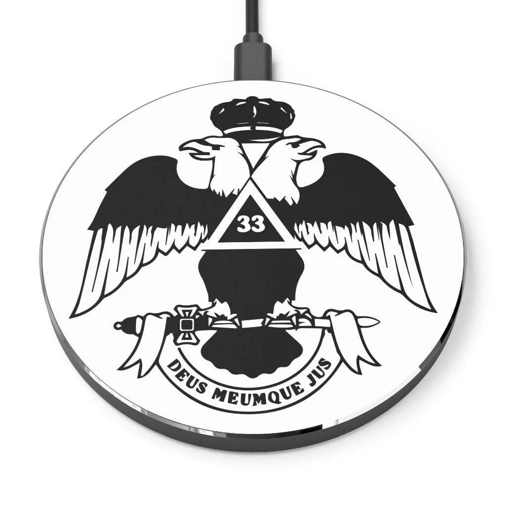 33rd Degree Scottish Rite Wireless Charger - Wings Down Black & White