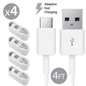 4 Pack Afflux USB Type C USB-C Fast Charging Cable USB-C 3.1 Data Sync Charger Cord For Samsung Galaxy S8 S8  S9 S9  Galaxy Note 8 9 Nexus 5X 6P OnePlus 3t 5 5t LG G5 G6 V20 V30 Google Pixel 2 2XL 4FT