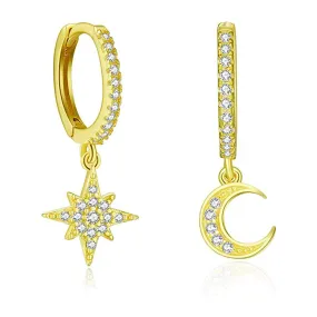 4FunGift® "Universe" Earrings Star and Moon Earring