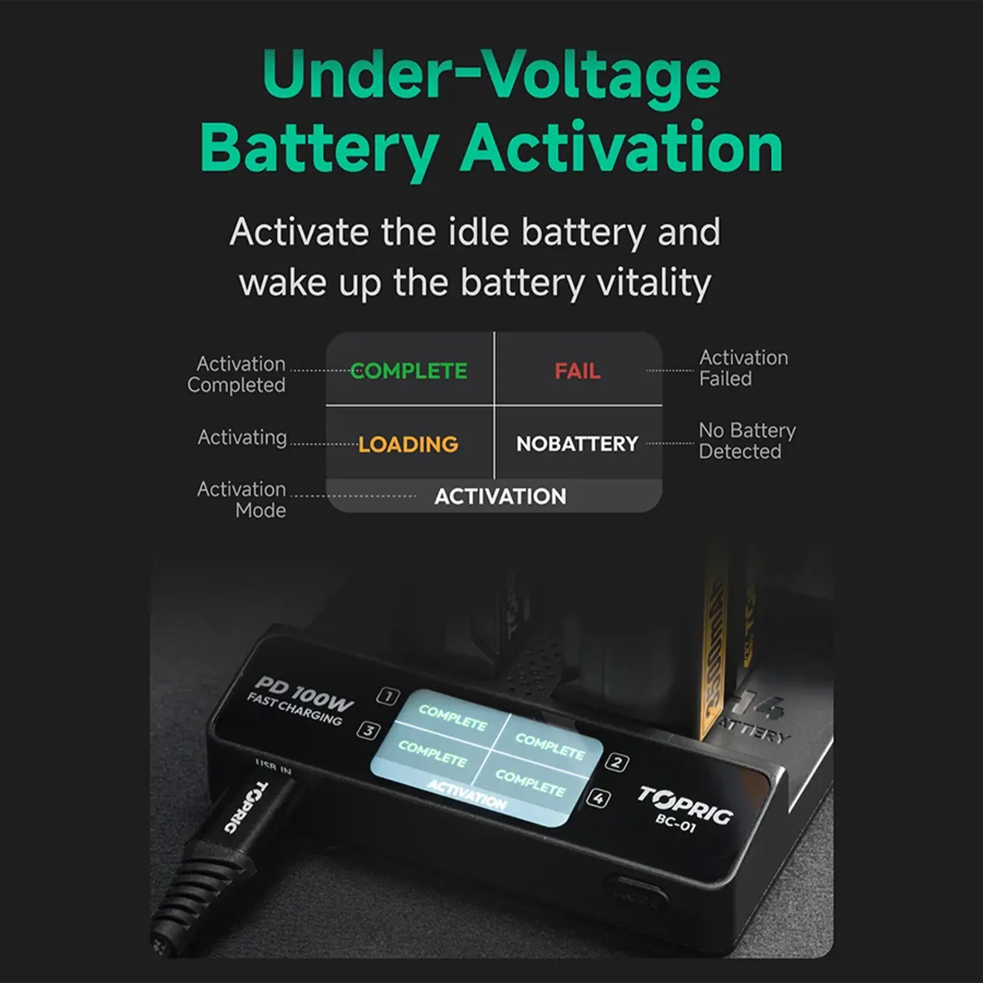 Accsoon Toprig 100W 4-Bay NP-F Fast Charger