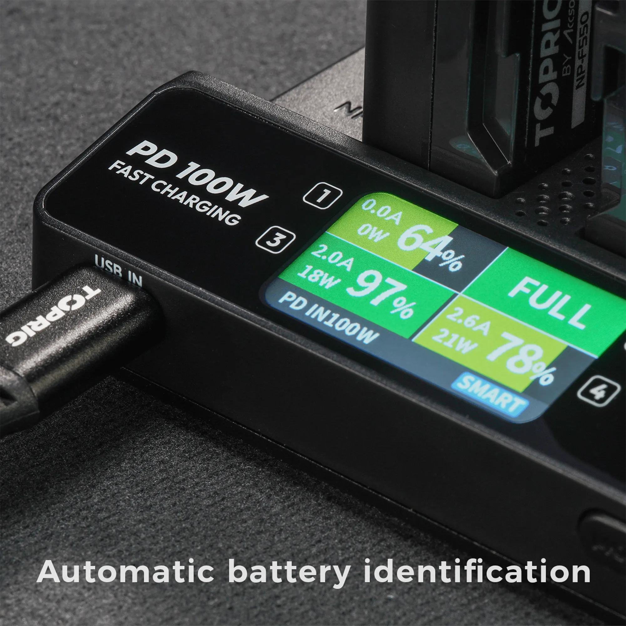 Accsoon Toprig 100W 4-Bay NP-F Fast Charger