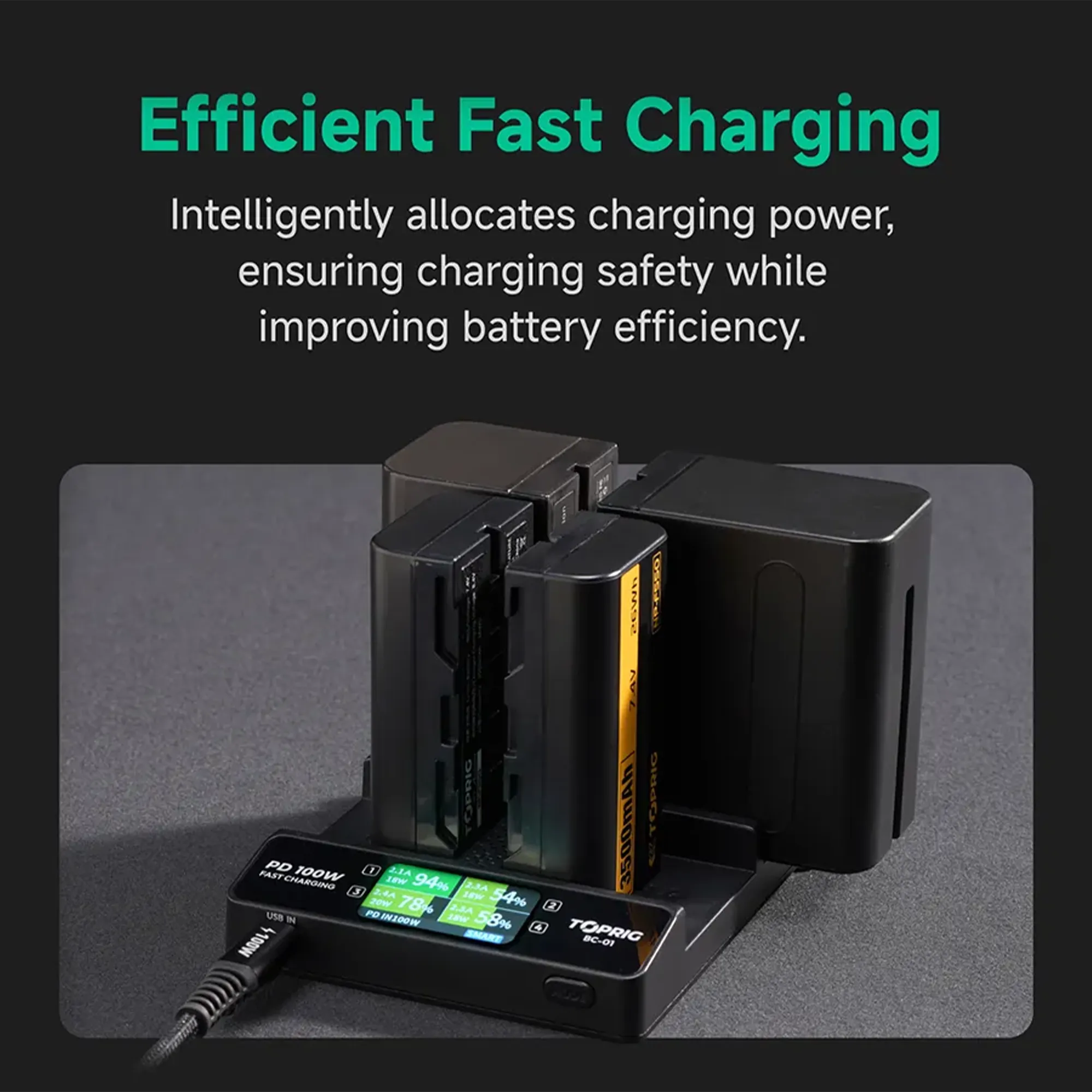 Accsoon Toprig 100W 4-Bay NP-F Fast Charger