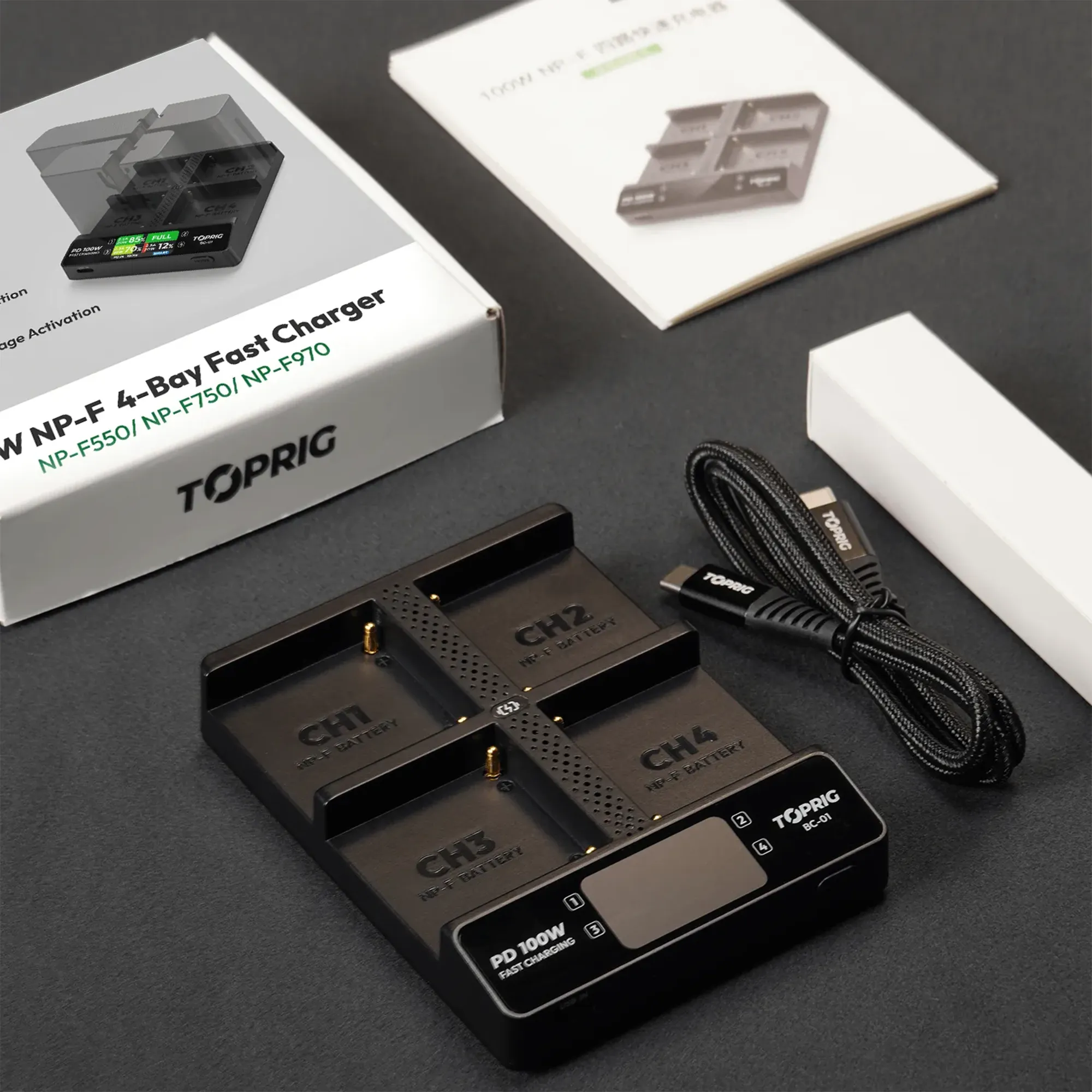 Accsoon Toprig 100W 4-Bay NP-F Fast Charger