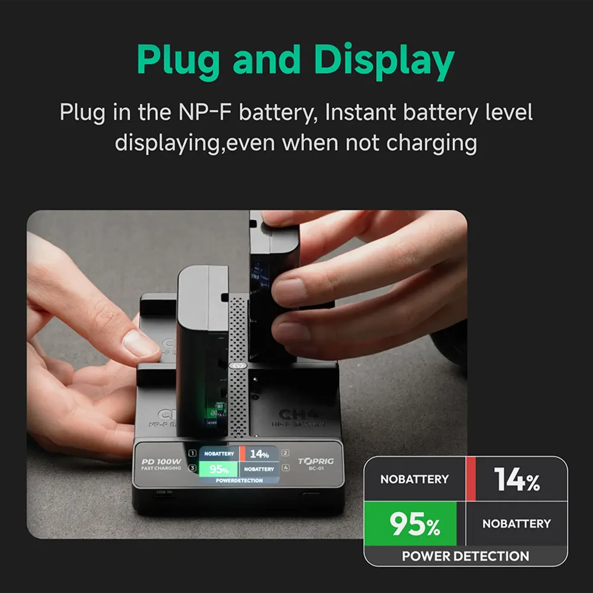 Accsoon Toprig 100W 4-Bay NP-F Fast Charger