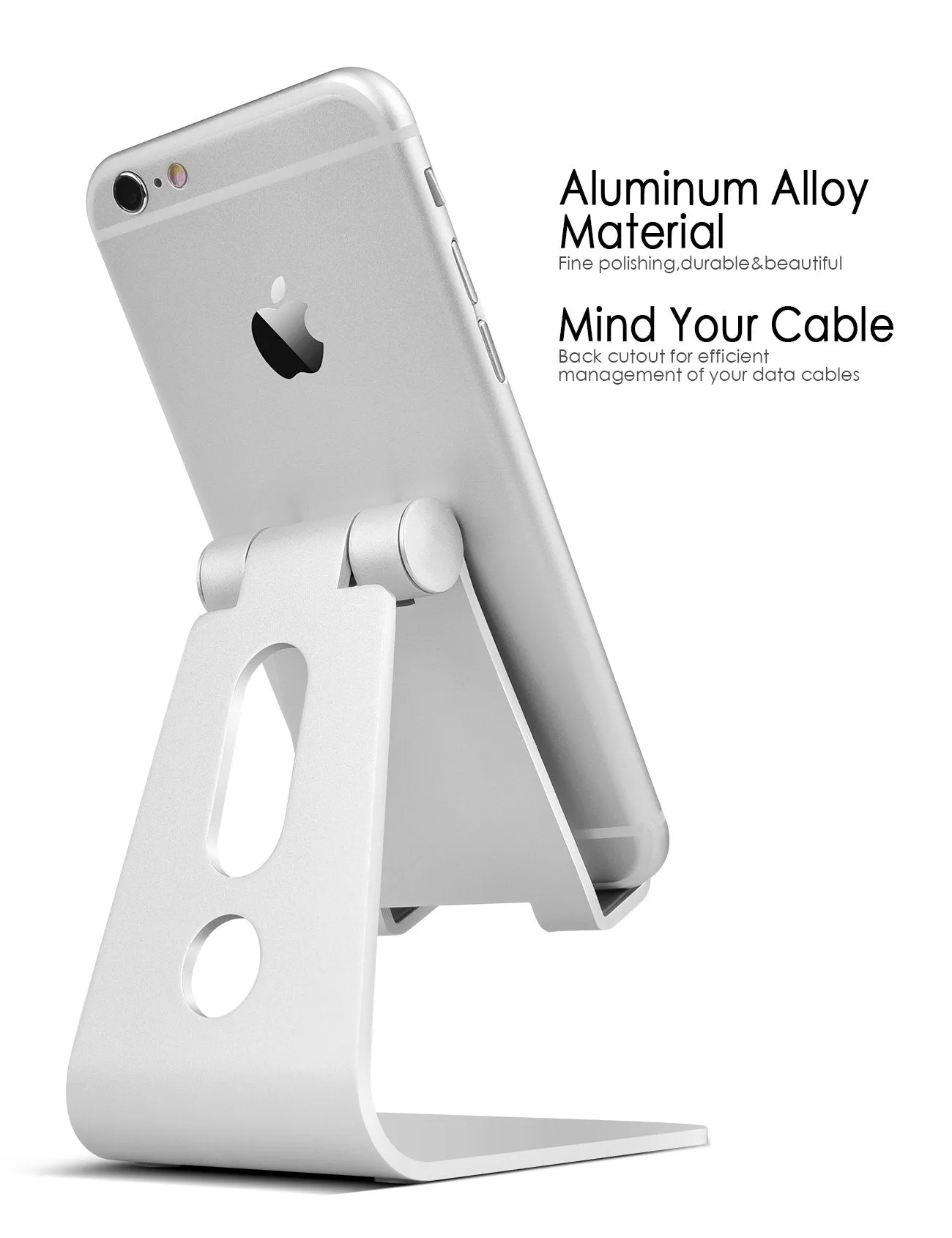 Adjustable Cell Phone Stand, Lamicall Phone Stand : [Update Version] Cradle, Dock, Holder Compatible with iPhone Xs XR 8 X 7 6 6s Plus SE 5 5s Charging, Accessories Desk, Android Smartphone - Silver