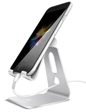 Adjustable Cell Phone Stand, Lamicall Phone Stand : [Update Version] Cradle, Dock, Holder Compatible with iPhone Xs XR 8 X 7 6 6s Plus SE 5 5s Charging, Accessories Desk, Android Smartphone - Silver