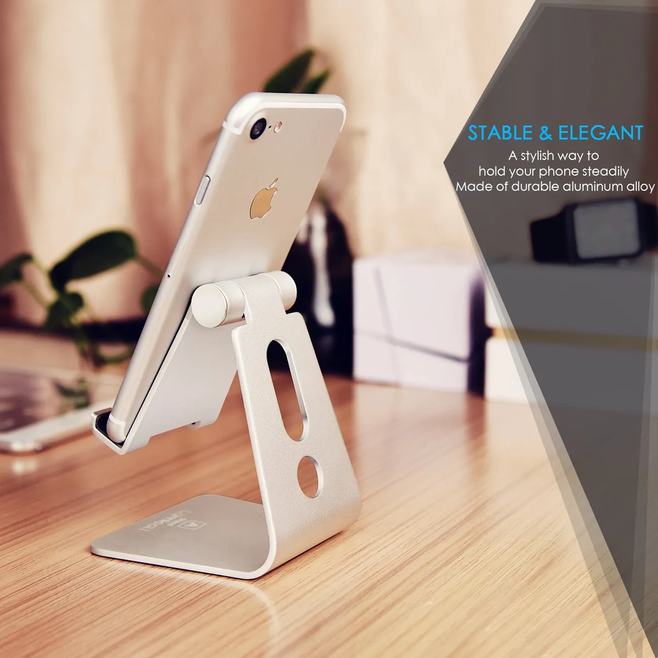 Adjustable Cell Phone Stand, Lamicall Phone Stand : [Update Version] Cradle, Dock, Holder Compatible with iPhone Xs XR 8 X 7 6 6s Plus SE 5 5s Charging, Accessories Desk, Android Smartphone - Silver