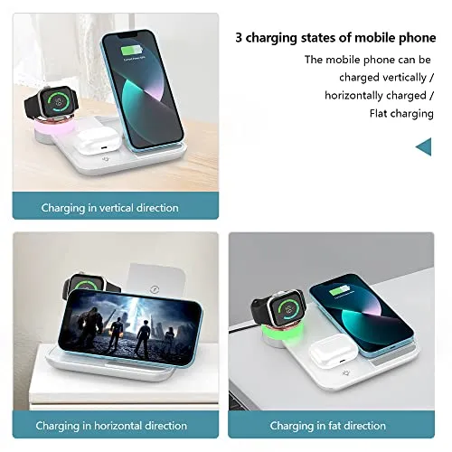 Almsbo 4 in 1 Wireless Charger,18W Fast Wireless Charging Station Dock,Foldable Charger Station for iPhone 14/13/12/11 Pro/SE/XS MAX/XR/XS/X/8/8 Plus,Apple Iwatch 8/7/ 6/SE/5/4/3/2/1,AirPods Pro/2/3