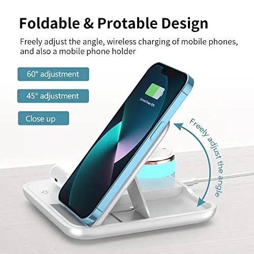 Almsbo 4 in 1 Wireless Charger,18W Fast Wireless Charging Station Dock,Foldable Charger Station for iPhone 14/13/12/11 Pro/SE/XS MAX/XR/XS/X/8/8 Plus,Apple Iwatch 8/7/ 6/SE/5/4/3/2/1,AirPods Pro/2/3