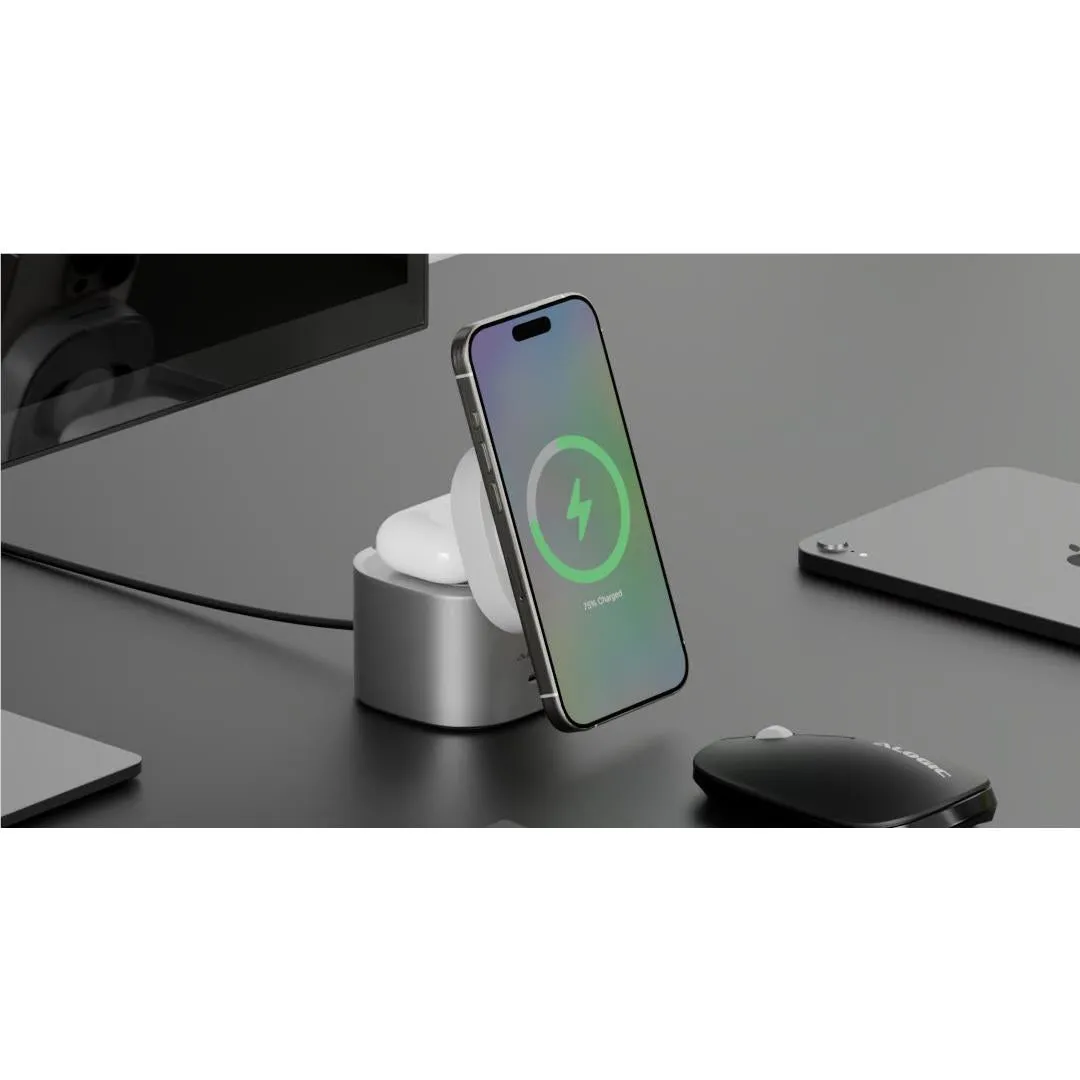 Alogic Powerpod 4-in-1 Qi2 Wireless Charging stand (White)