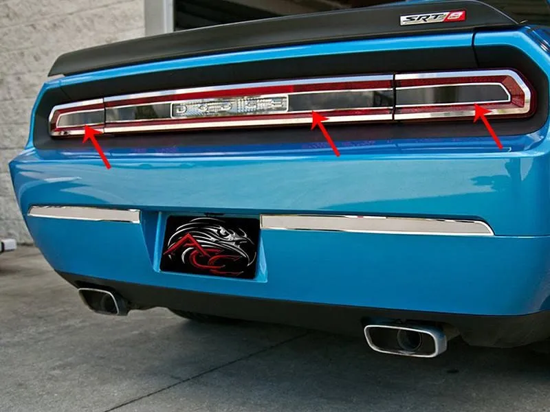 American Car Craft Tail Light Smoked Plexiglass Trim Plate: Dodge Challenger 2008 - 2014