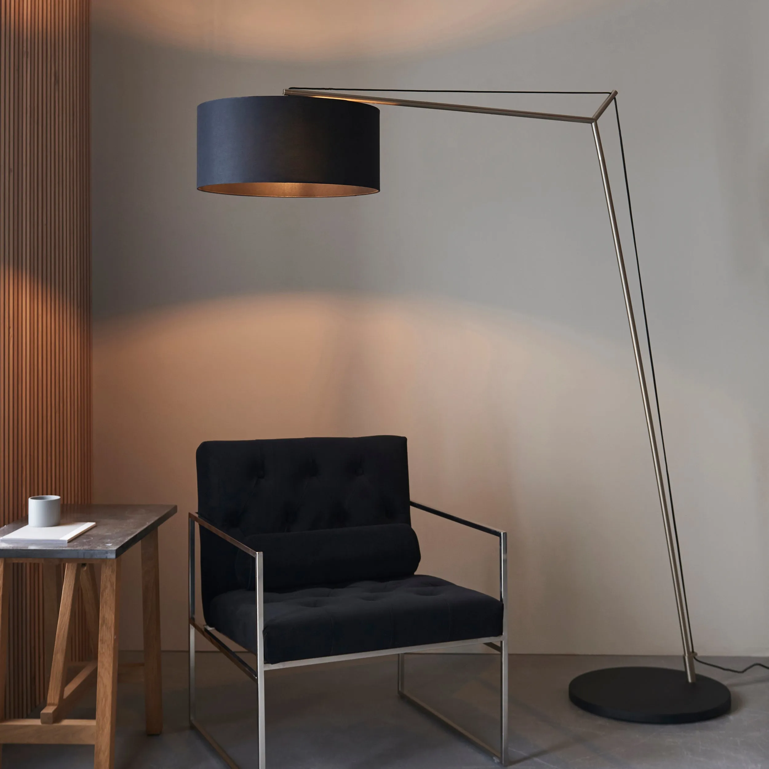 Amos Automic Floor Lamp Matt Nickel & Black