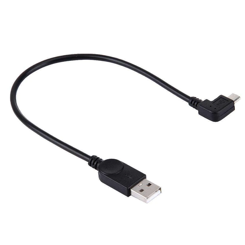 AMZER® 28cm 90 Degree Angle Left Micro USB to USB Data / Charging Cable - Black