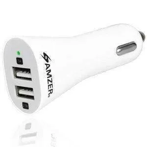 Amzer Dual USB Handy Car Charger - White