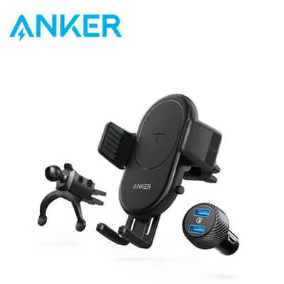 Anker PowerWave 7.5 Wireless Charging Car Mount With 2-Port QC 3.0 Charger