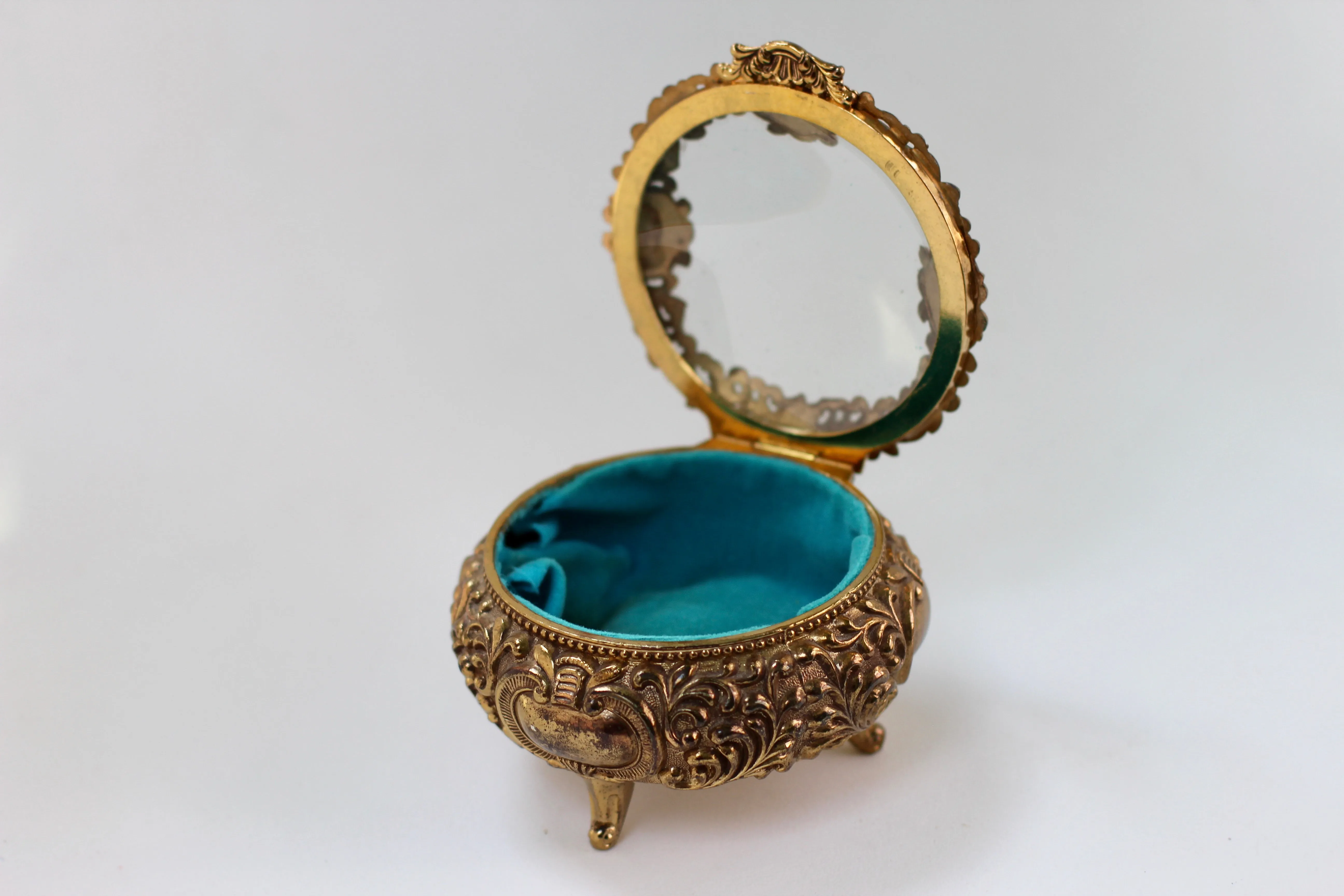 Antique Gold Gilt Jewelry Box