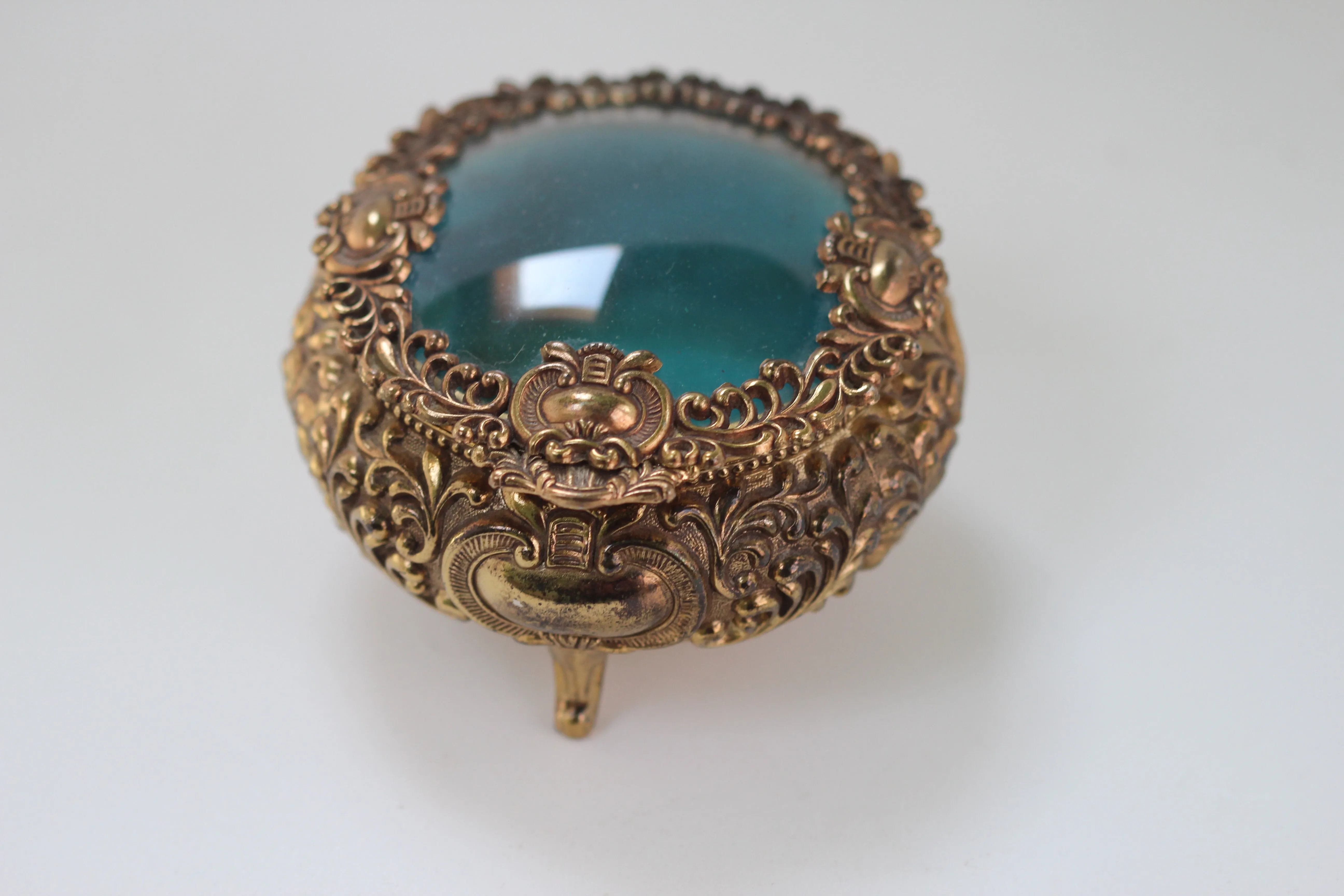 Antique Gold Gilt Jewelry Box