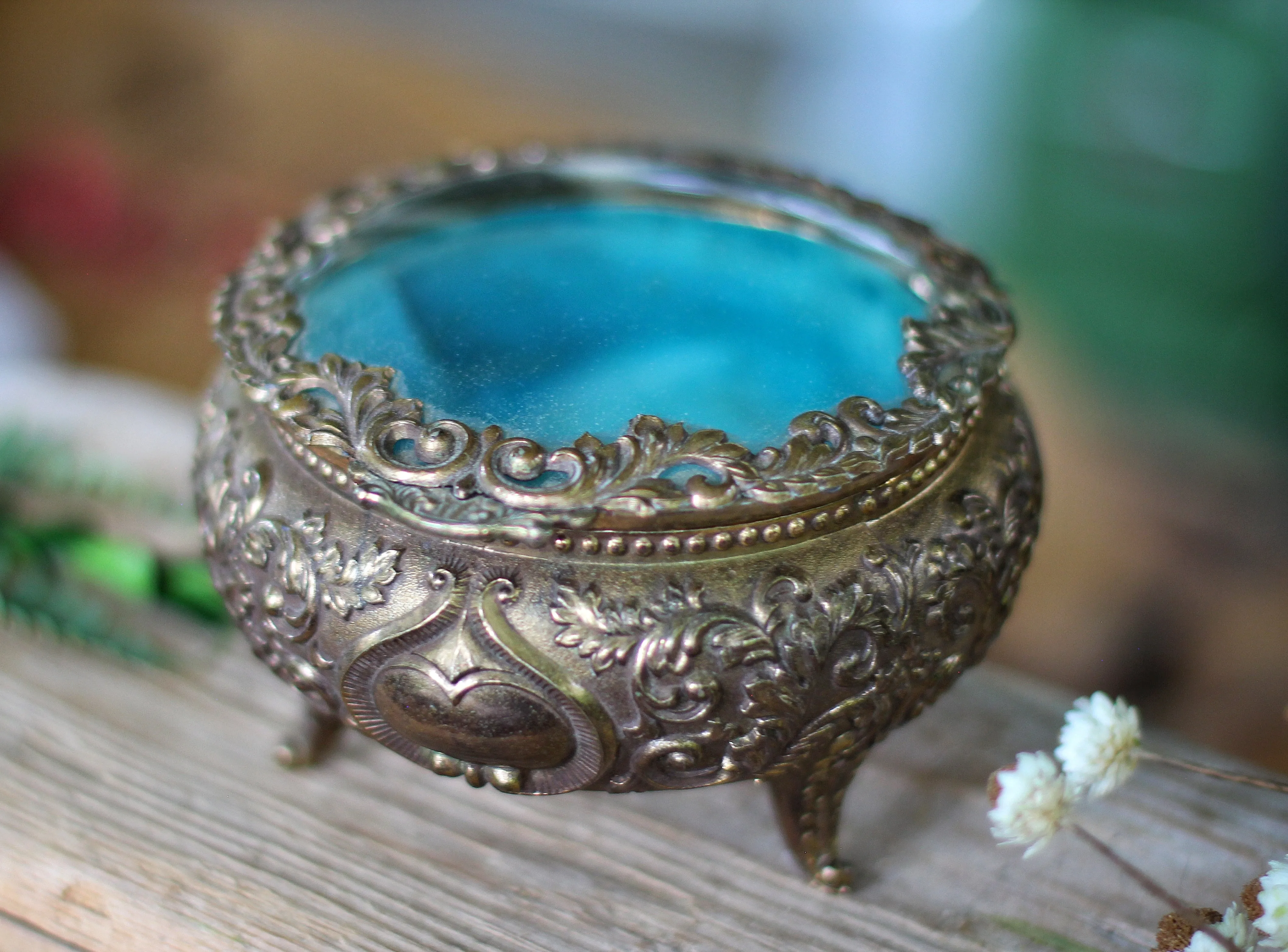 Antique Gold Gilt Jewelry Box