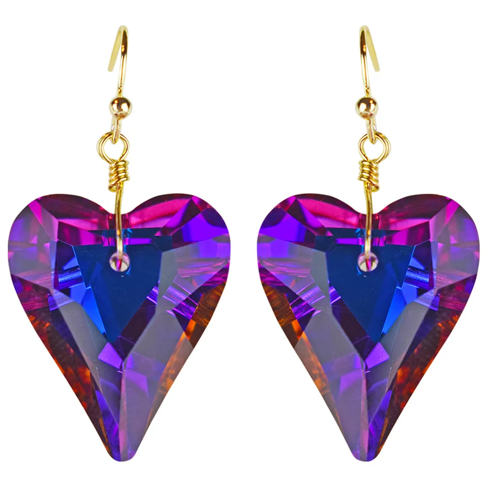 Aphrodite Crystal Heart French Wire Earrings (Goldtone/Mystic Iridis)