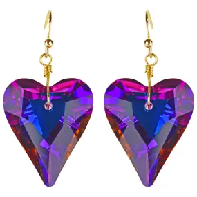 Aphrodite Crystal Heart French Wire Earrings (Goldtone/Mystic Iridis)