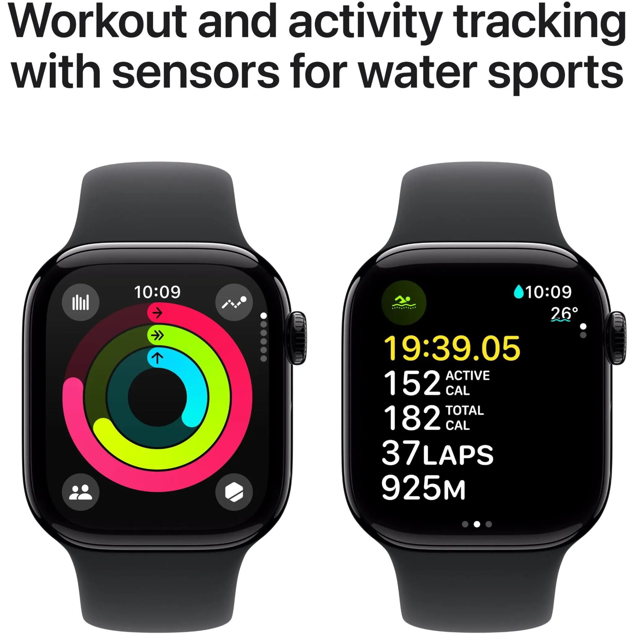 Apple Watch Series 10 42mm Jet Black Aluminium Case GPS Sport Band (S/M) [Black]