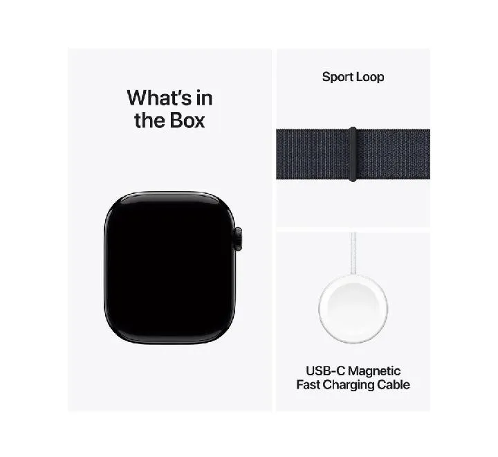 Apple Watch Series 10 GPS, 42 mm Jet Black Aluminium Case with Ink Sport Loop – MWWG3