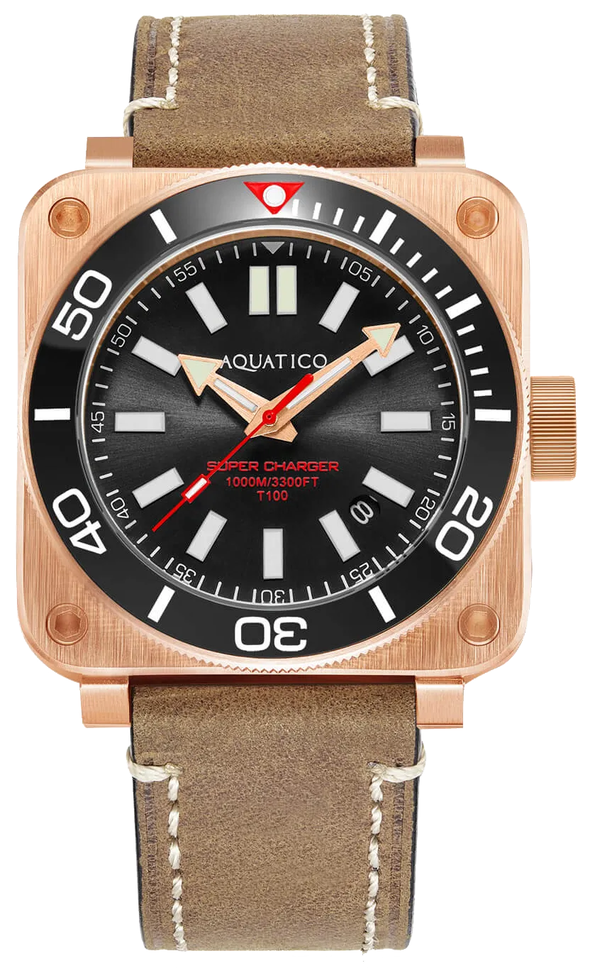 Aquatico Super Charger Bronze Black Ceramic Bezel SW200