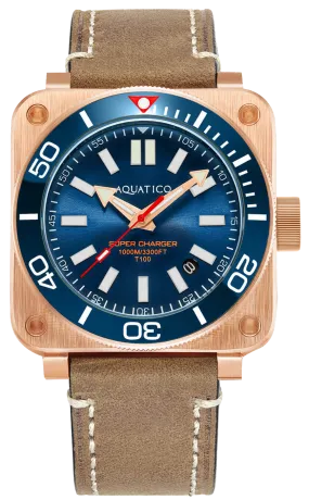 Aquatico Super Charger Bronze Blue Ceramic Bezel SW200