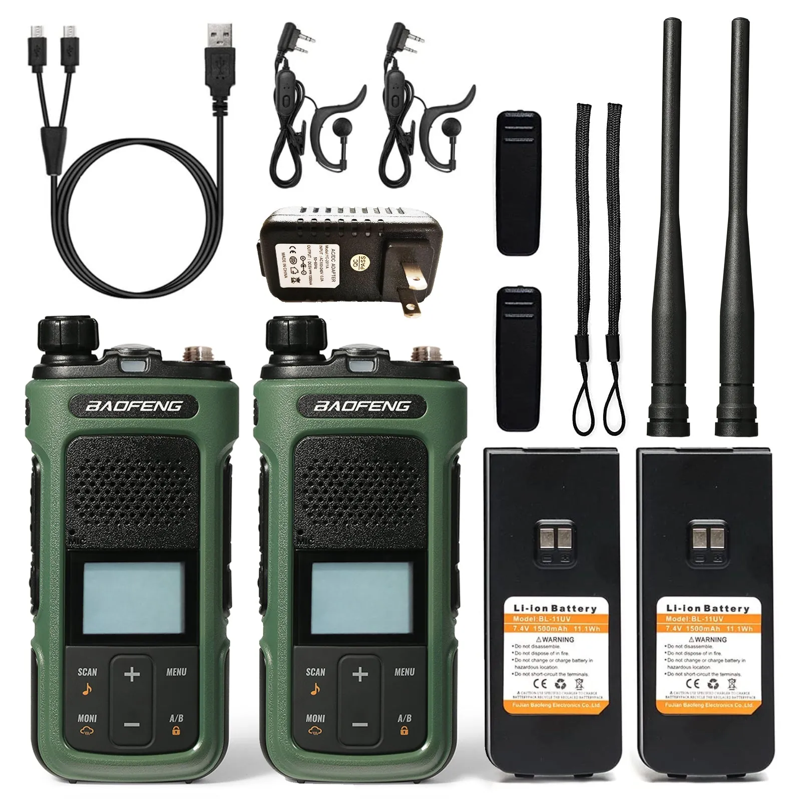 Baofeng G11S GMRS Radio [1 Pair] | 3W | UHF VHF Receiver | Repeater Capable | NOAA | DIY Repeater Channel