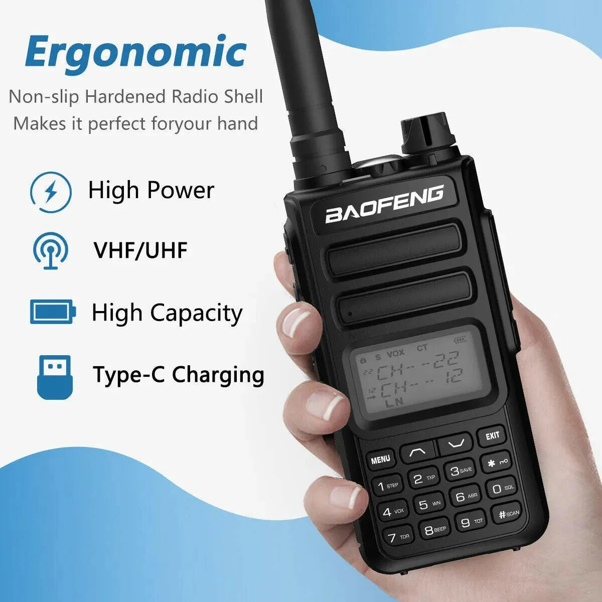 BAOFENG TH-15S Pro Handheld Radio Long Range Walkie Talkie 999 Channal Two Way Radios, GMRS Repeater Capable, NOAA Dual Band Ra