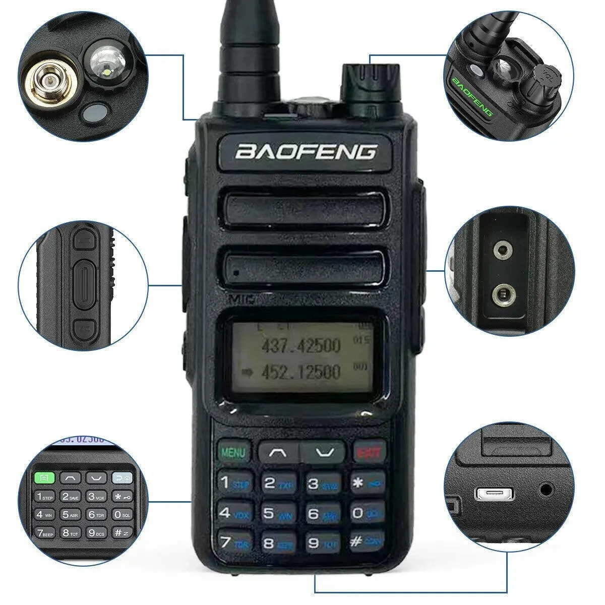 BAOFENG TH-15S Pro Handheld Radio Long Range Walkie Talkie 999 Channal Two Way Radios, GMRS Repeater Capable, NOAA Dual Band Ra