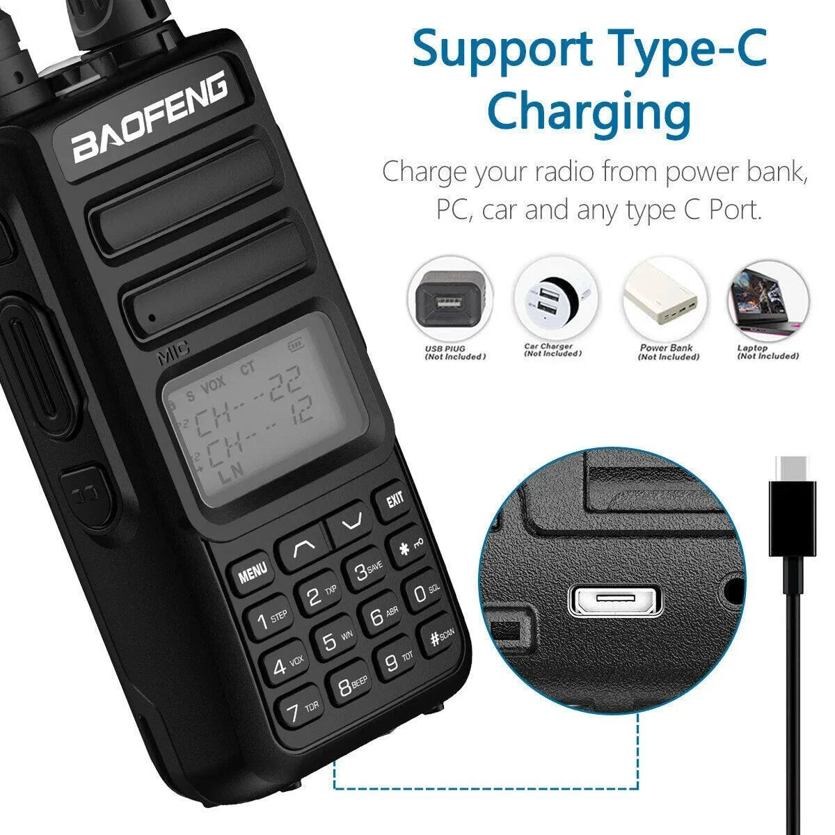 BAOFENG TH-15S Pro Handheld Radio Long Range Walkie Talkie 999 Channal Two Way Radios, GMRS Repeater Capable, NOAA Dual Band Ra