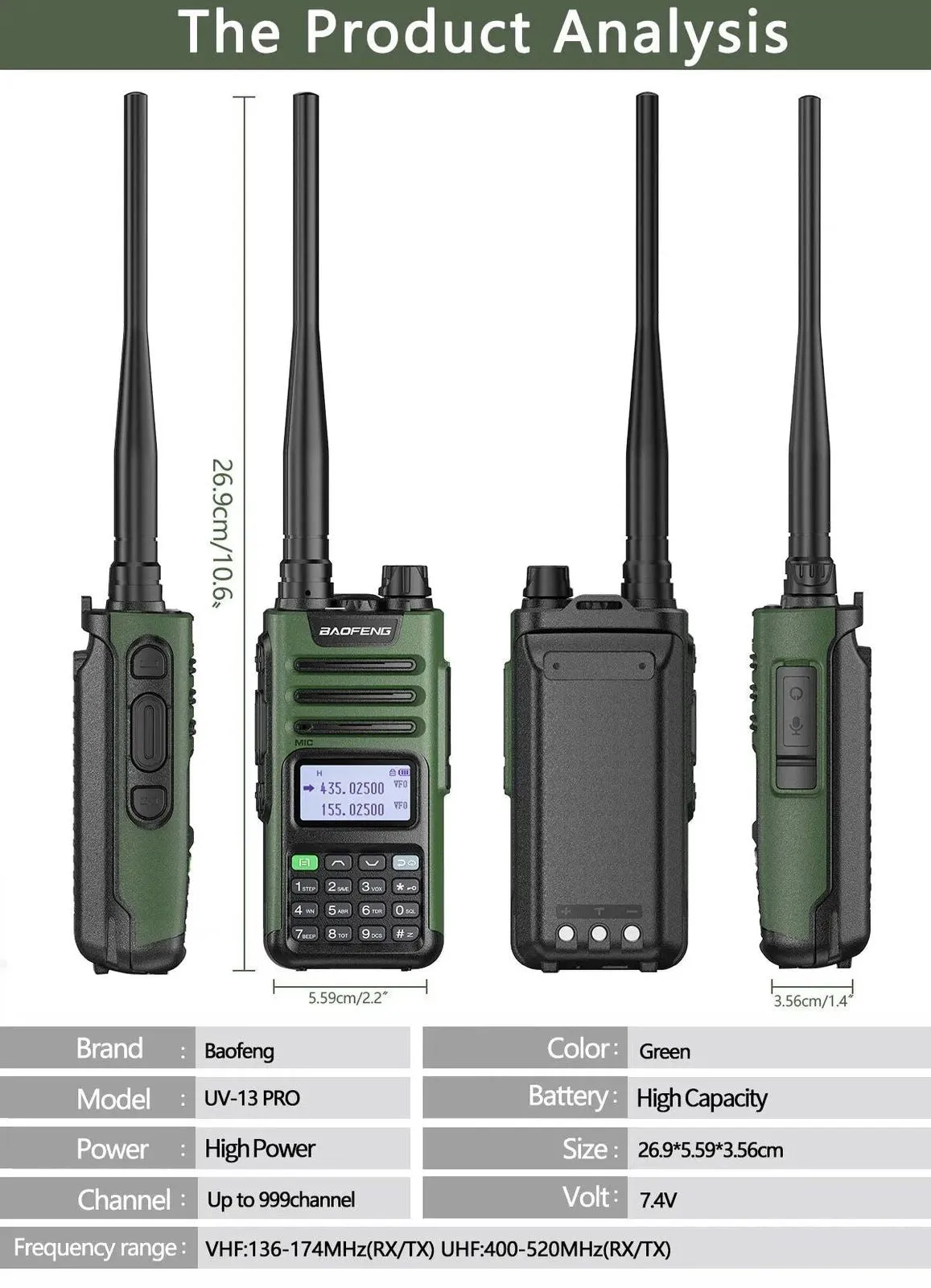 BaoFeng UV-13 PRO V1 V2 High Power Dual Band Walkie Talkie Type C Charger 16 KM Long Range UV13 Transceiver Ham Two Way Radio