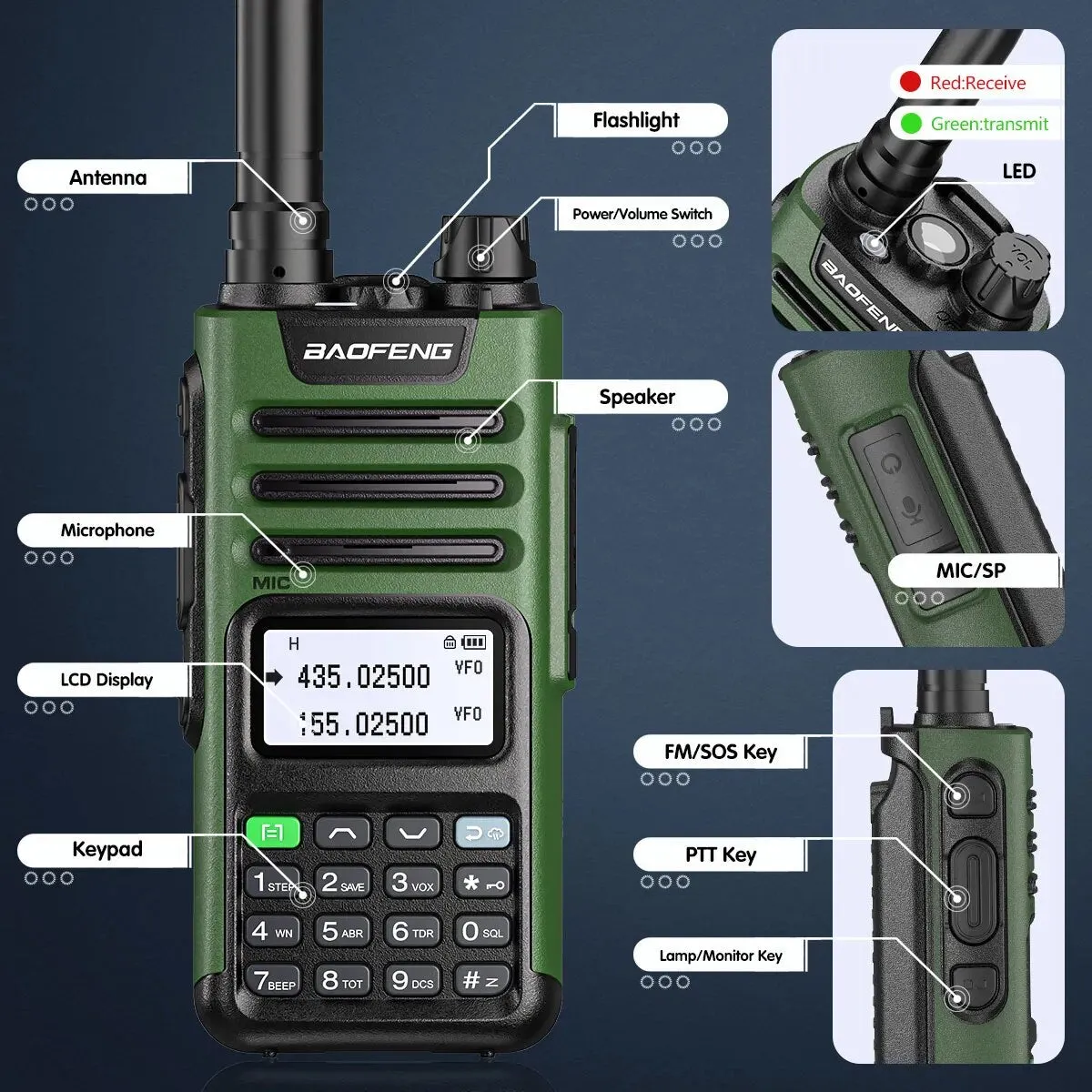 BaoFeng UV-13 PRO V1 V2 High Power Dual Band Walkie Talkie Type C Charger 16 KM Long Range UV13 Transceiver Ham Two Way Radio