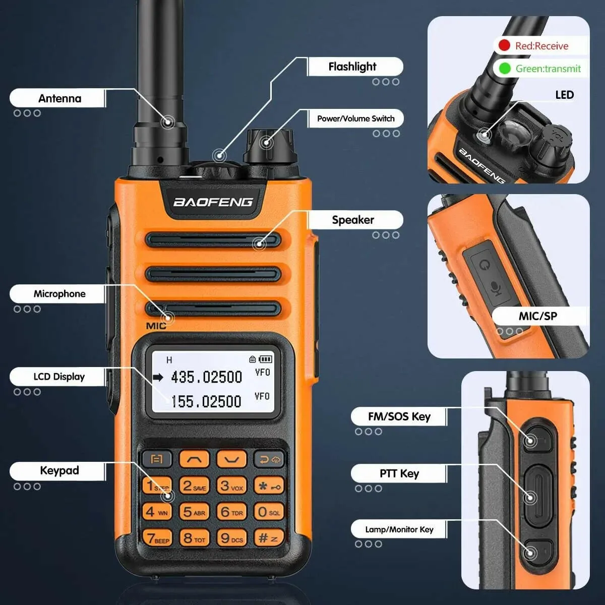 BaoFeng UV-13 PRO V1 V2 High Power Dual Band Walkie Talkie Type C Charger 16 KM Long Range UV13 Transceiver Ham Two Way Radio