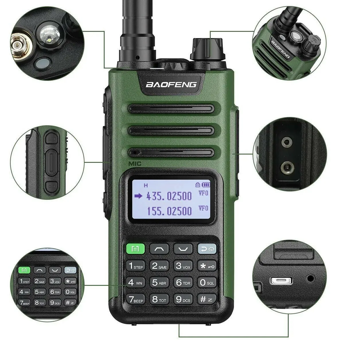 BaoFeng UV-13 PRO V1 V2 High Power Dual Band Walkie Talkie Type C Charger 16 KM Long Range UV13 Transceiver Ham Two Way Radio